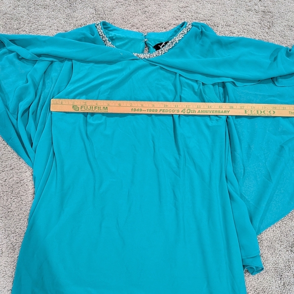 Joseph Ribkoff Teal Dress with Silver Accents - Picture 3 of 16